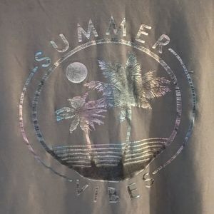 Gray v-neck summer palm tree shirt